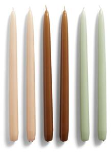 Set 6 ks svíček Conical Peach Caramel Mint HAY