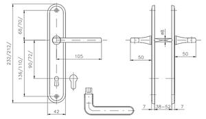 Dveřní kování ROSTEX KLASIK (CHROM LESKLÝ - NEREZ), klika-klika, WC klíč, ROSTEX Chrom lesklý-nerez, 72 mm