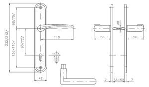 Dveřní kování ROSTEX IDEAL (CHROM LESKLÝ - NEREZ), klika-klika, Otvor na cylindrickou vložku PZ, ROSTEX Chrom lesklý-nerez, 90 mm