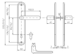 Dveřní kování ROSTEX EXCLUSIVE (CHROM LESKLÝ - NEREZ), klika-klika, Otvor pro obyčejný klíč BB, ROSTEX Chrom lesklý-nerez, 72 mm