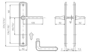 Dveřní kování ROSTEX STRATO (CHROM LESKLÝ - NEREZ), klika-klika, Otvor pro obyčejný klíč BB, ROSTEX Chrom lesklý-nerez, 72 mm