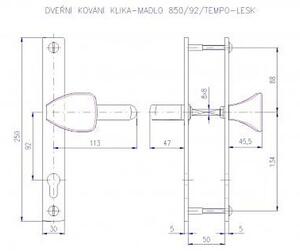 Dveřní kování ROSTEX 850 TEMPO (NEREZ MAT), klika levá / klika, Otvor na cylindrickou vložku PZ, ROSTEX Nerez mat, 72 mm