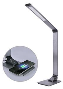 Solight / LED stolní lampička stmívatelná, 10W, indukční nabíjení, změna chromatičnosti, hliník, šedá