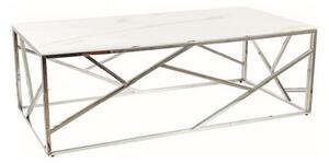 Designový konferenční stolek PIM 2 - bílý mramor / stříbrný