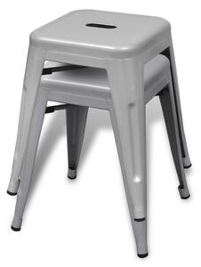 Stohovatelné stoličky 2 ks šedé kov