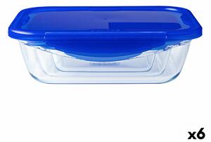 Hermetická obědová krabice Pyrex Cook & Go 20,5 x 15,5 x 6 cm Modrý 800 ml Sklo (6 kusů)