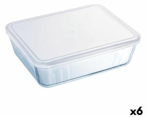 Obdélníkový svačinový box na zavírání Pyrex Cook & Freeze 22,5 x 17,5 x 6,5 cm 1,5 L Transparentní Silikonové Sklo (6 kusů)