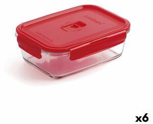 Hermetická obědová krabice Luminarc Pure Box Červený 16 x 11 cm 820 ml Sklo (6 kusů)