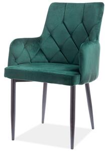 Židle Ricardo Velvet zelený Bluvel 78, kov černá matná
