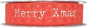 POSLEDNÍ KUS! Vánoční stuha MERRY CHRISTMAS červená 25mm x 20m (4,-Kč/m)