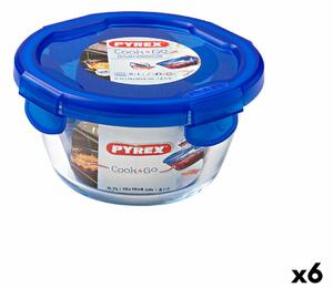 3805 Hermetická obědová krabice Pyrex Cook & go 15,5 x 15,5 x 8,5 cm Modrý 700 ml Sklo (6 kusů)