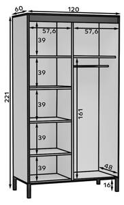 Šatní skříň s posuvnými dveřmi Brig - 120 cm Barva: Bílá