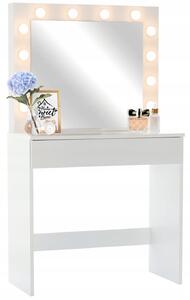 Toaletní stolek s osvětlením v zrcadle HOLLYWOOD - bílá barva