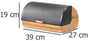 Bambusová chlebovka s černým víkem, 39 x 27 x 19 cm