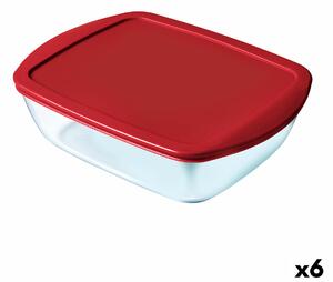 3805 Hermetická obědová krabice Pyrex Cook & store Červený Sklo (400 ml) (6 kusů)