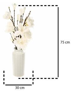 Umělá magnolie v bílé váze, 75 x 30 cm