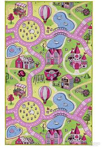 Kusový koberec SWEET TOWN 26, Růžová, Vícebarevné, 100 x 145 cm