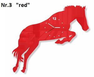 Designové nástěnné hodiny ve tvaru koně Červená
