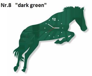 Designové nástěnné hodiny ve tvaru koně Tmavě zelená