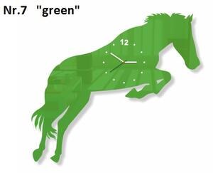 Designové nástěnné hodiny ve tvaru koně Zelená