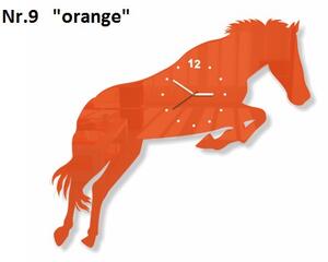 Designové nástěnné hodiny ve tvaru koně Oranžová