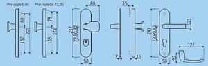 Bezpečnostní kování RICHTER R101PZ.TB3 (F4), R.111.PZ.72.F4.TB3, klika-klika, Otvor na cylindrickou vložku PZ, RICHTER F4 (bronz elox), 72 mm
