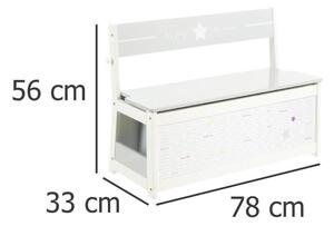 Bílo-šedá dřevěná komoda na hračky se sedadlem, 66x33x78 cm