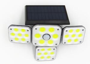 HJ Solární LED světlo s čidlem pohybu, dálkovým ovládáním a čtyřmi reflektory
