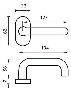 Dveřní kování MP Coslan-R ovál (F1), klika-klika, Otvor na cylindrickou vložku PZ, MP F1/MP1 (hliník přírodní)
