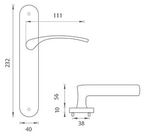 Dveřní kování MP Laura 2 (OLS), klika-klika, Otvor pro obyčejný klíč BB, MP OLS (mosaz broušená a lakovaná), 90 mm