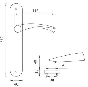 Dveřní kování MP Fan (OLV), klika-klika, Otvor pro obyčejný klíč BB, MP OLV (mosaz leštěná a lakovaná), 72 mm