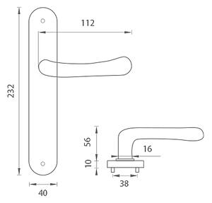 Dveřní kování MP Dea (OLV), klika-klika, Otvor pro obyčejný klíč BB, MP OLV (mosaz leštěná a lakovaná), 72 mm