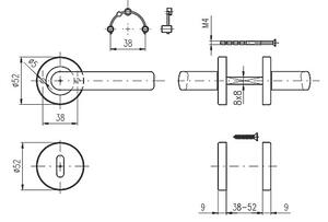 Dveřní kování ROSTEX NAPOLI (NEREZ MAT), klika-klika, Otvor pro obyčejný klíč BB, ROSTEX Nerez mat