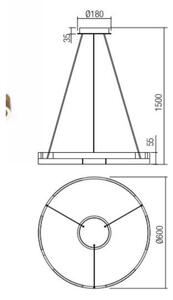Redo 01-3173 - LED Stmívatelný lustr na lanku CASTLE LED/36W/230V černá
