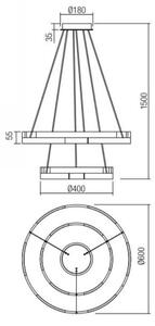 Redo 01-3179 - LED Stmívatelný lustr na lanku CASTLE LED/60W/230V černá