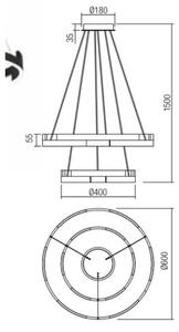 Redo 01-3178 - LED Stmívatelný lustr na lanku CASTLE LED/60W/230V zlatá
