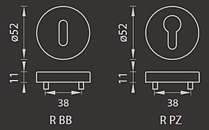Dveřní kování MP Prado-R 792 (OC/BN), klika-klika, Bez spodní rozety, MP BN (broušená nerez)