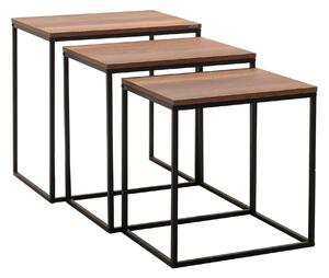 HezkýNábytek.cz Set 3 konferenčních stolků Shepolendo 1 (ořech + černá). 1108631