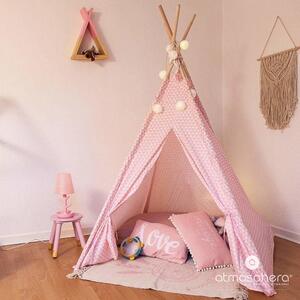 Dřevěný stan pro děti v růžové barvě INDIAN, 120x120x160 cm