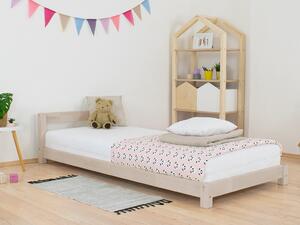 Dětská jednolůžková postel s čelem DREAMY Rozměr: 90x180 cm, Zvolte barvu hranolů: Nelakovaná, Zvolte barvu ploch: Tmavě šedá