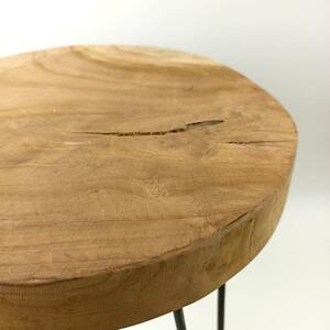 Dřevěná stolička s kovovými nohami, 30 x 42 cm