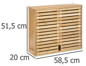 Koupelnová závěsná bambusová skříňka s policemi, skandinávský styl
