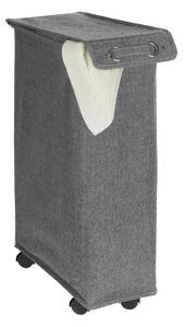 Koš na prádlo s víkem a kolečky, úzká textilní nádoba - 43 l, 60 x 18,5 x 40 cm, WENKO