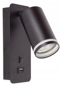 Illumaxx Nástěnné bodové svítidlo s USB nabíječkou 1xGU10/35W/230V černá OS1295