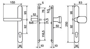 Dveřní profilové kování RICHTER RHD 0031 (F1, F4, F9, BÍLÁ,ČERNÁ, ANTRACIT), klika-klika, Otvor na cylindrickou vložku PZ, RICHTER BÍLÁ (RAL 9016M), 92 mm