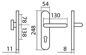 Bezpečnostní kování TWIN COLUMBUS KLESO HR H2094 KS DEF (E), klika levá / klika, Otvor na cylindrickou vložku PZ, Twin E (nerez matná), 72 mm