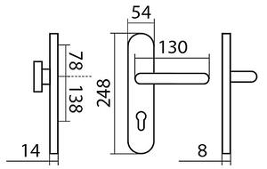 Bezpečnostní kování TWIN COLUMBUS ALFA HR H2094 KS DEF (E), klika levá / koule, Otvor na cylindrickou vložku PZ, Twin E (nerez matná), 72 mm