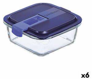 Hermetická obědová krabice Luminarc Easy Box Modrý Sklo (760 ml) (6 kusů)