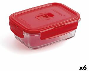 3804 Hermetická obědová krabice Luminarc Pure Box 19 x 13 cm Červený 1,22 L Sklo (6 kusů)