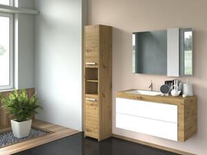 Vysoká koupelnová skříňka s poličkami MARGO - dub artisan